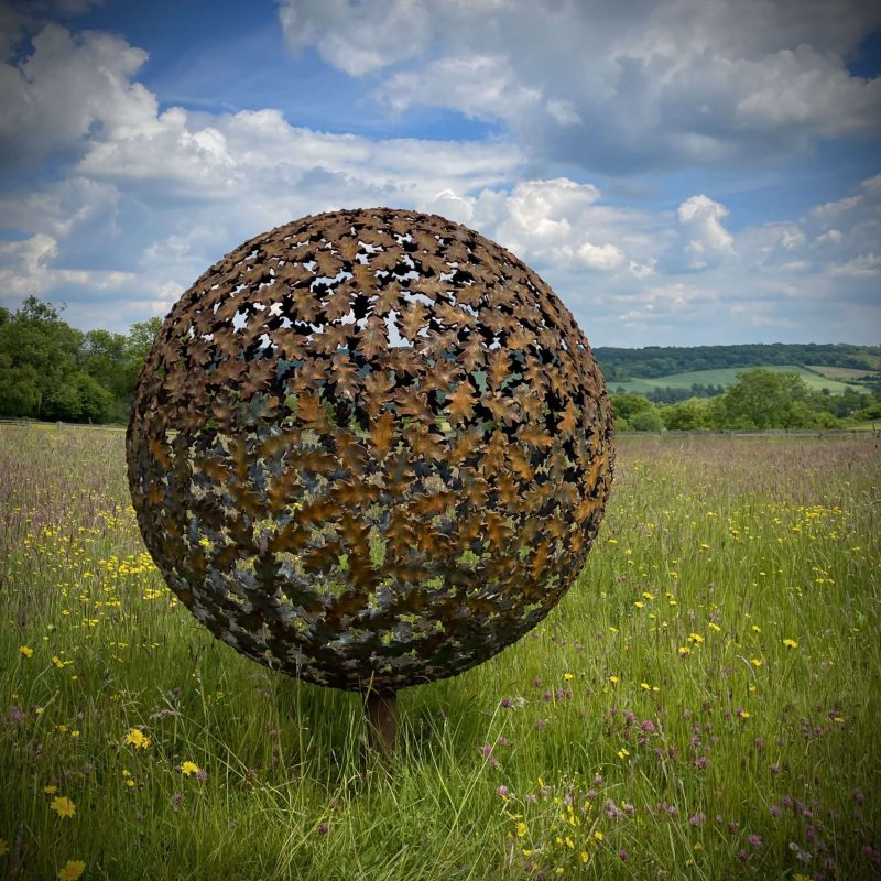 Oak leaf sphere sculpture