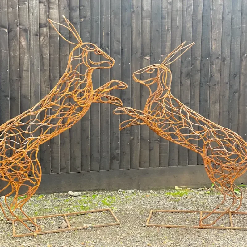 Boxing hares sculpture