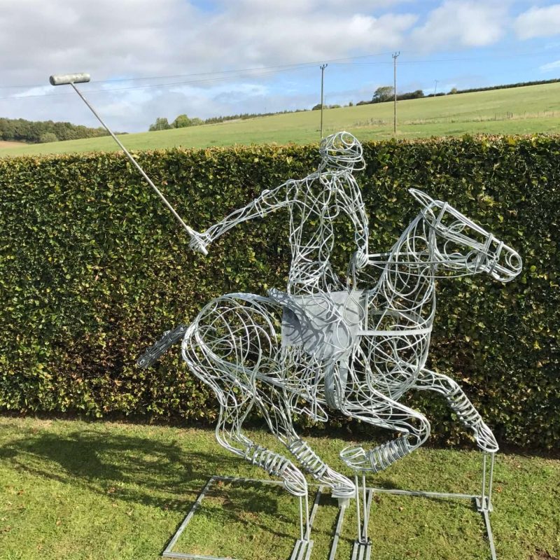 Galvanised Silver Polo Pony Sculpture