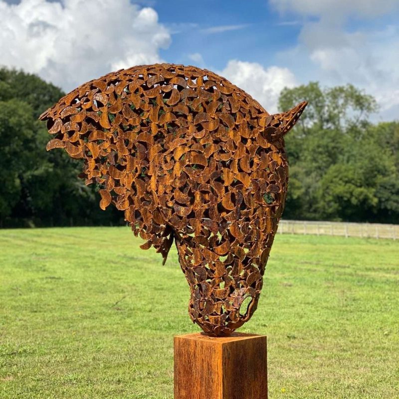 Rustic Patina Horse Head On A Sunny Day