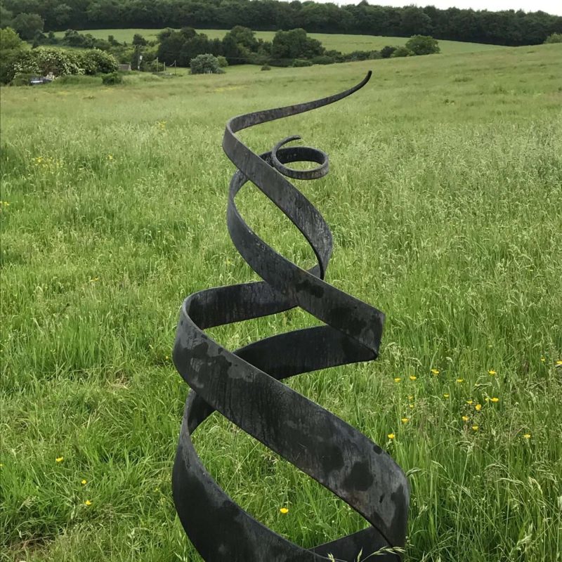 Rustic Black Spiral Abstract Sculpture