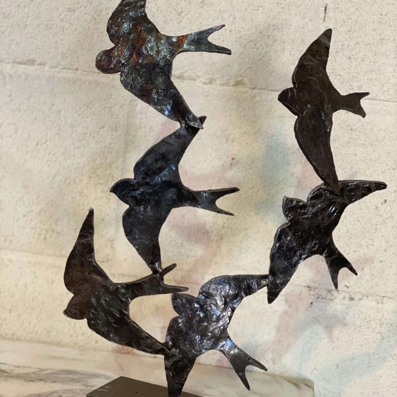 Swifts in Flight Black Sculpture