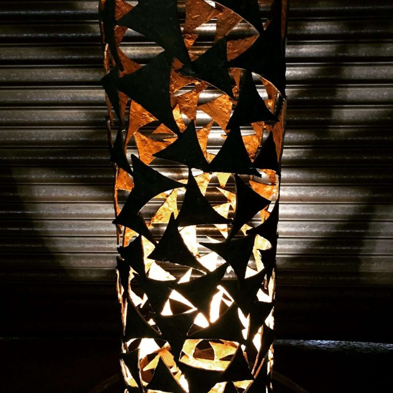 Verdigris Gold Column Sculpture