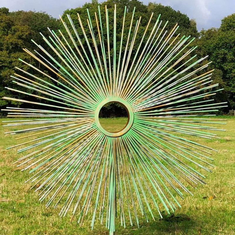 Verdigris Gold Peacock Sculpture