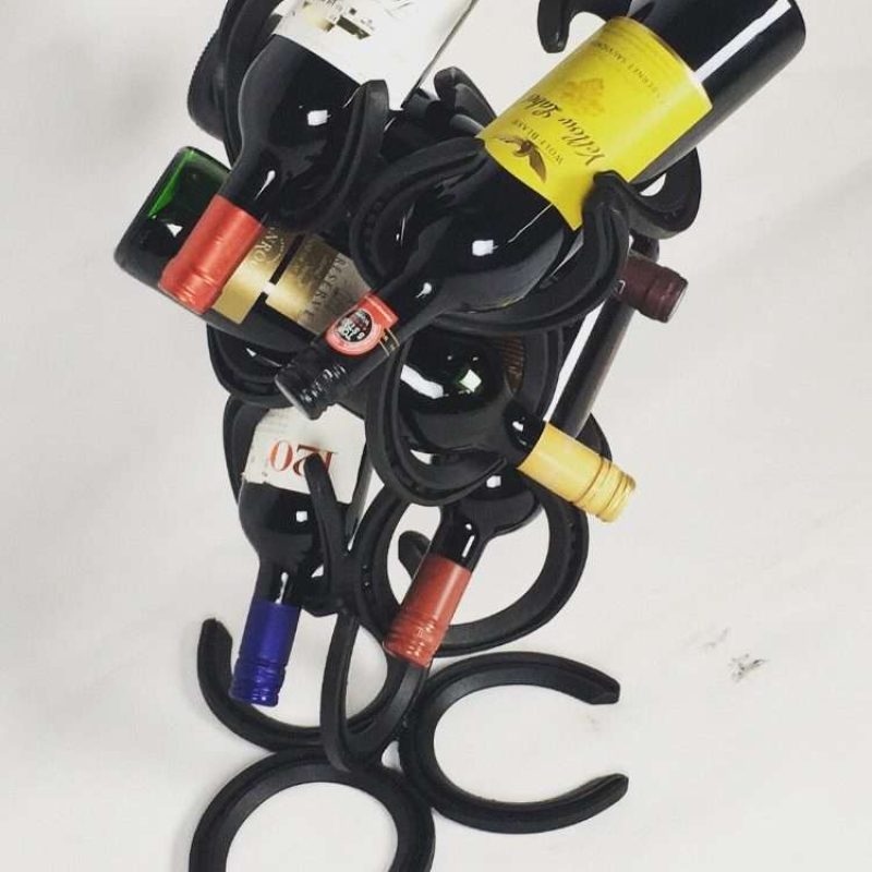Black Horseshoe Wine Bottle Holder