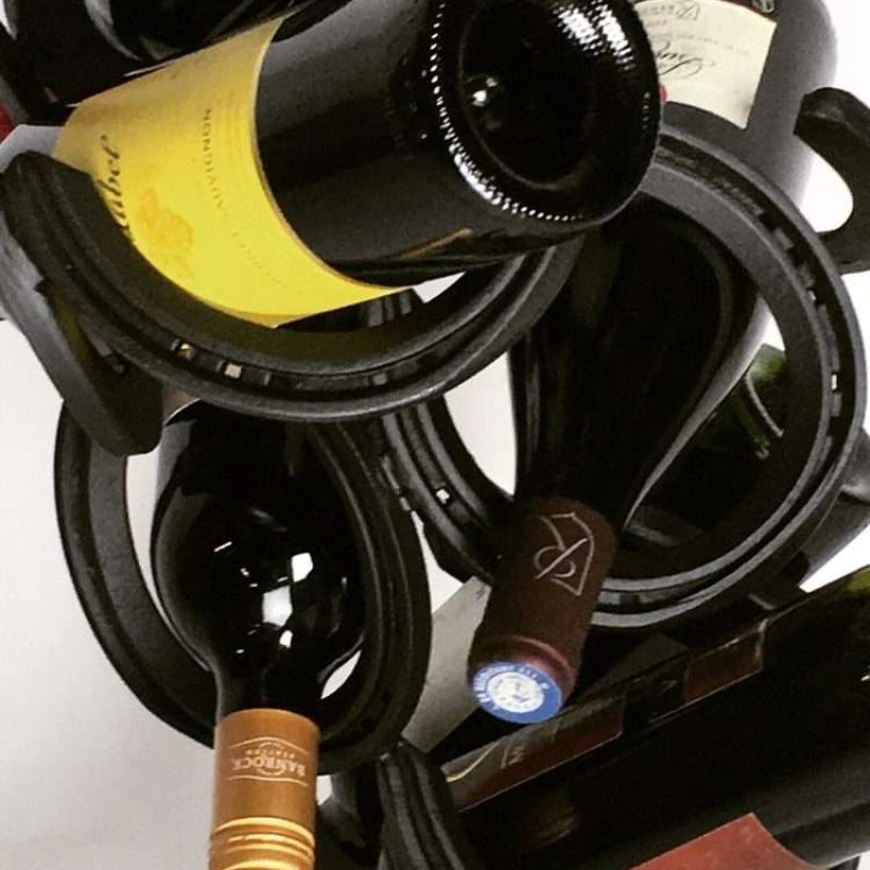 Upcycled Horseshoe Wine Bottle Holder