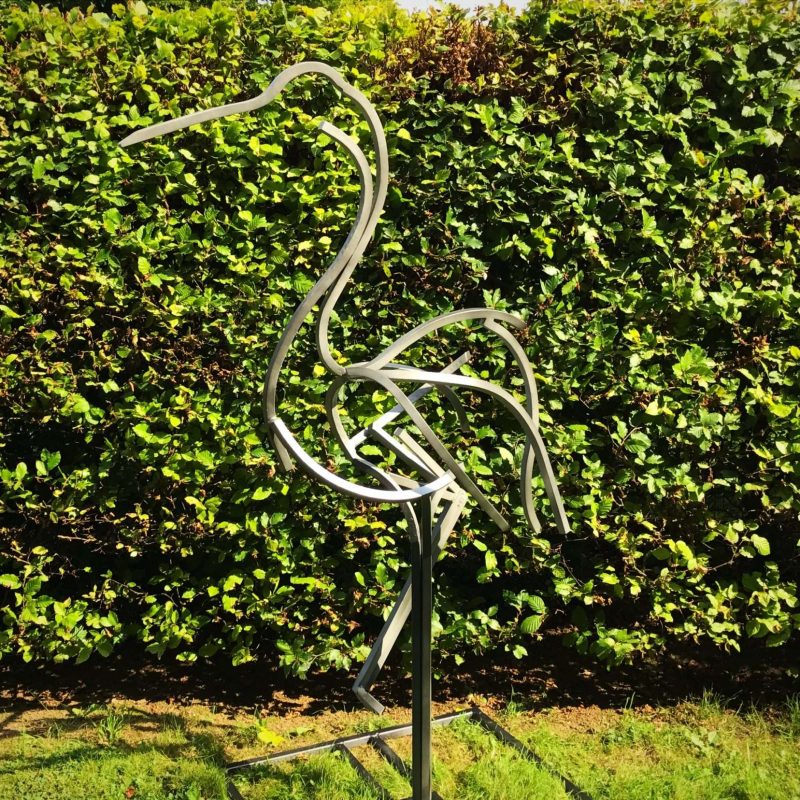 Silver Heron Sculpture