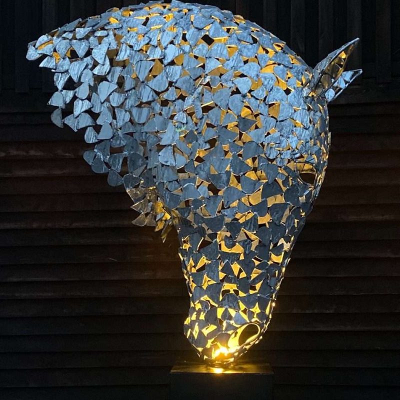 Silver Horse Head At Night