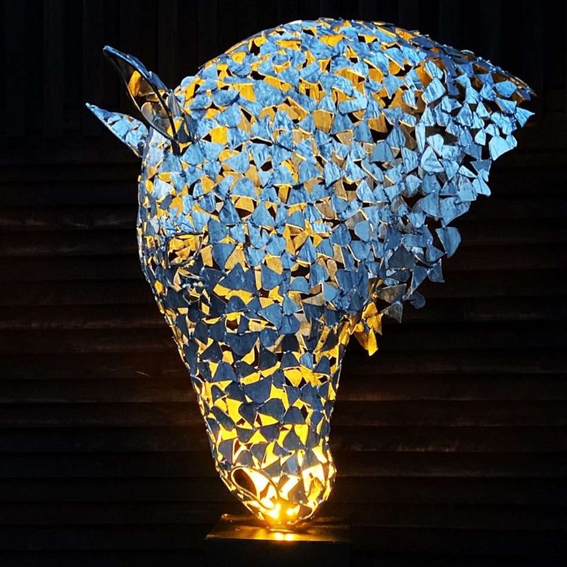 Silver Horse Head With Lights