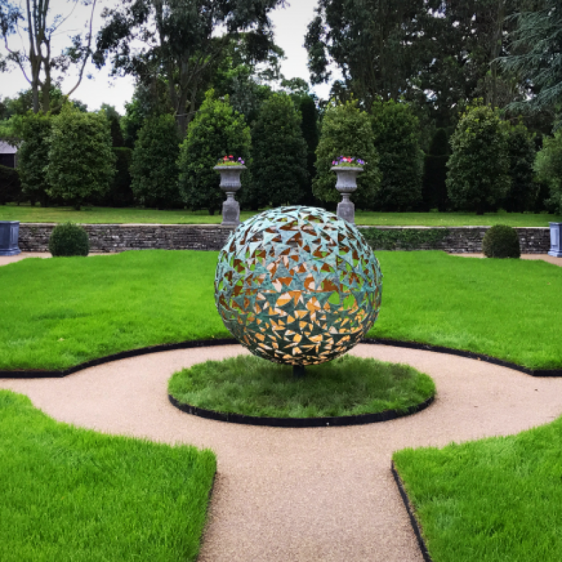 Verdigris & Gold Sphere Sculpture