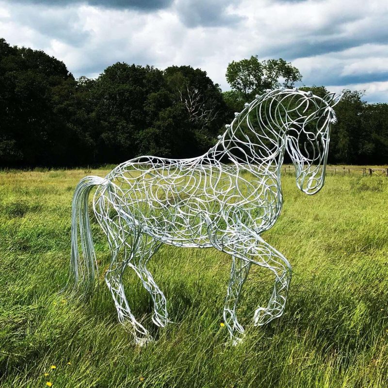 Large Horse Trotting Sculpture