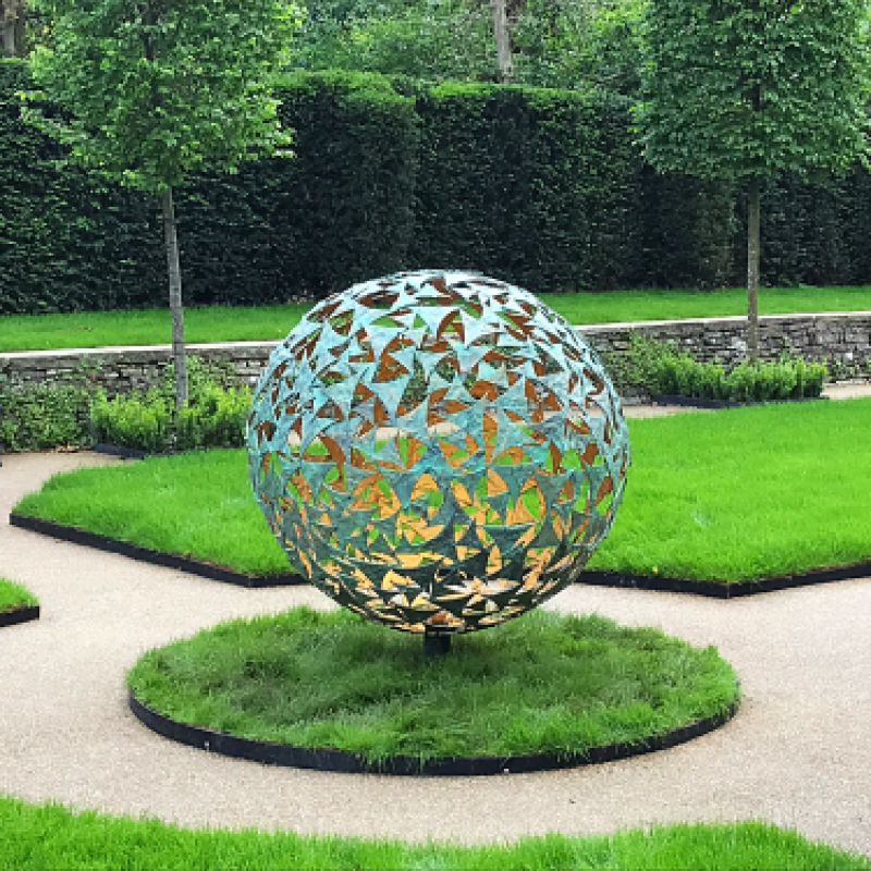 Verdigris & Gold Sphere Sculpture