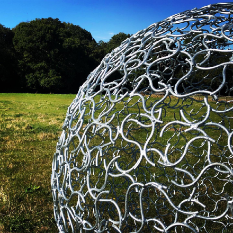 Organic Galvanised Sphere sculpture