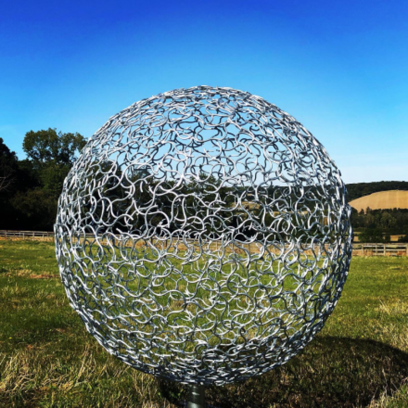 Organic Galvanised Sphere sculpture