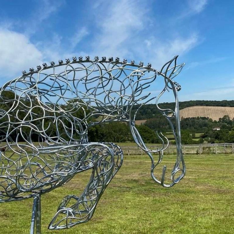 Jumping Horse Large Silver Galvanised Sculpture