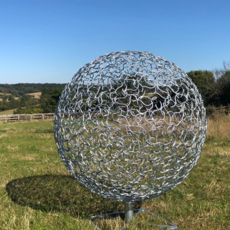 Organic Galvanised Sphere sculpture