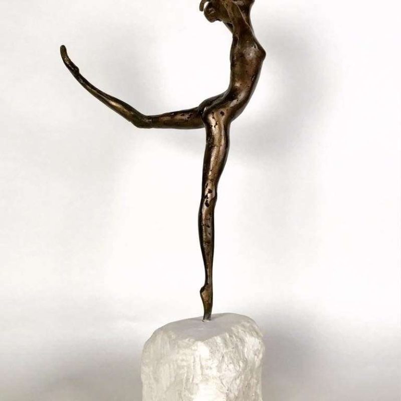 Coryphée 2017 Bronze Sculpture side view on marble