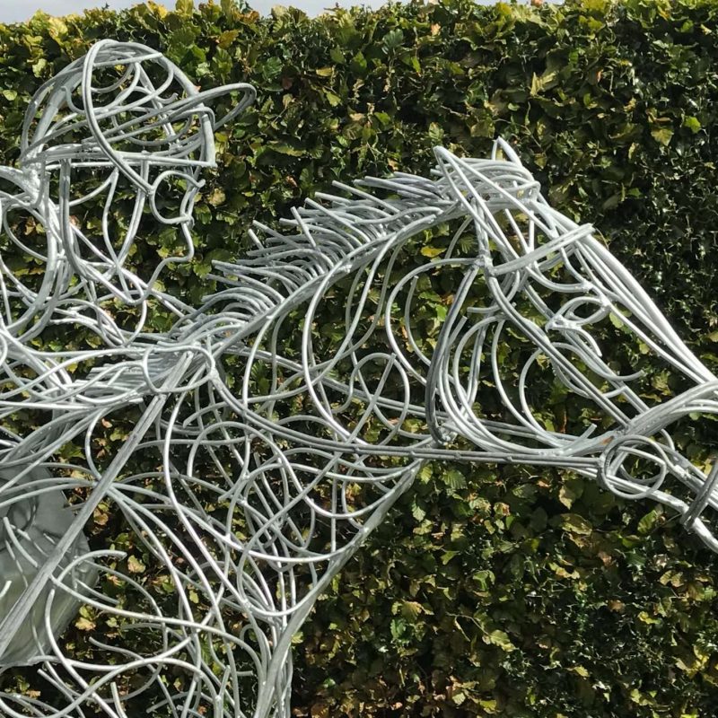 Silver Galvanised Horse and Jokey Design