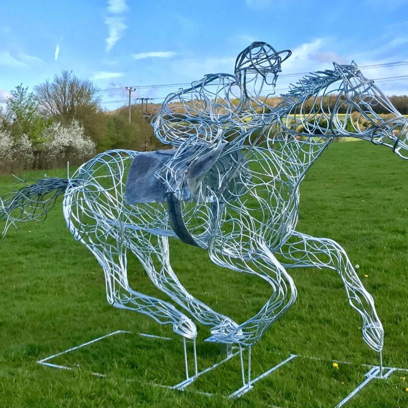 Intricate Horse and Jokey Sculpture