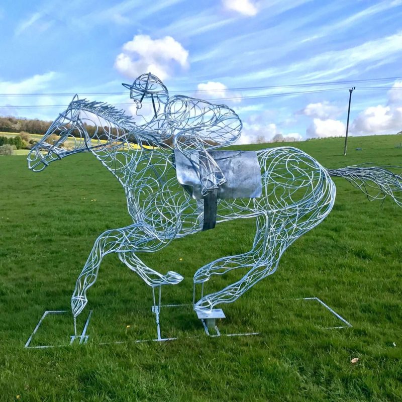 Horse and Jokey Intricate Galvanised Silver Design
