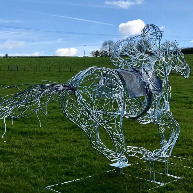 Tail Horse and Jokey Sculpture