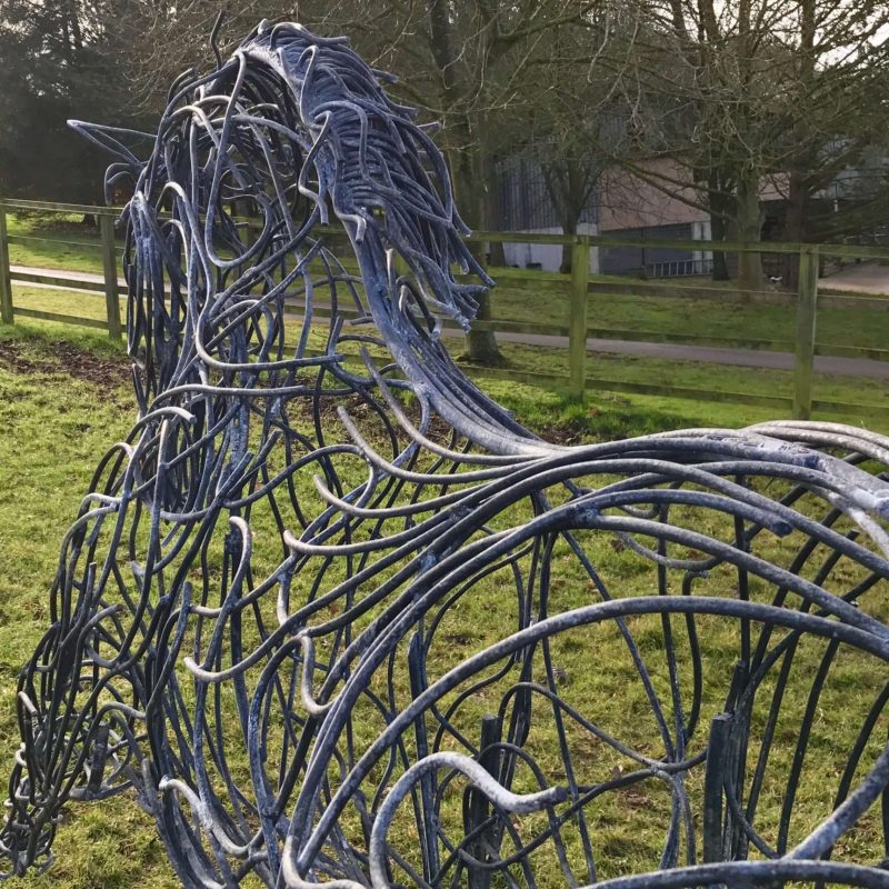 Rustic Black Horse Sculpture