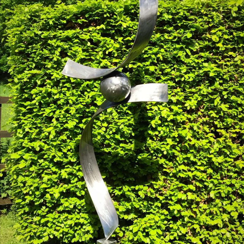 Silver Spiral Abstract Sculpture