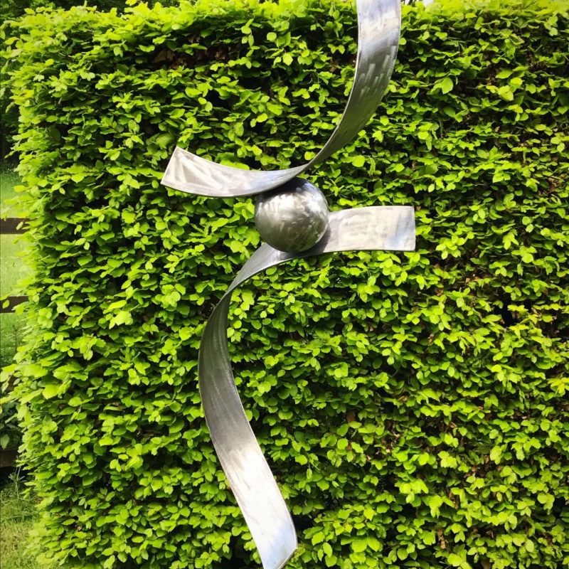 Large Silver Spiral Abstract Sculpture